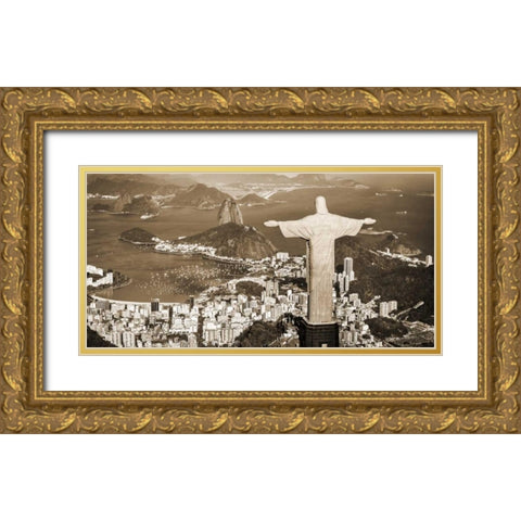 Overlooking Rio de Janeiro, Brazil Gold Ornate Wood Framed Art Print with Double Matting by Pangea Images