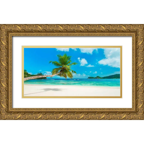 Tropical beach, Seychelles Gold Ornate Wood Framed Art Print with Double Matting by Anonymous