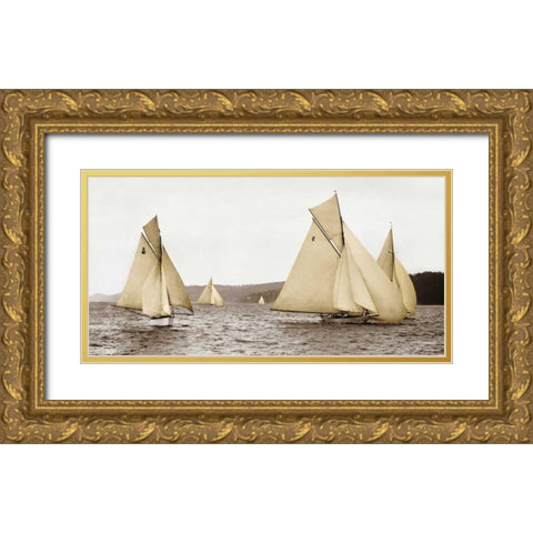 Sloops racing, 1926 Gold Ornate Wood Framed Art Print with Double Matting by Anonymous