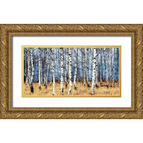 Birch grove in autumn Gold Ornate Wood Framed Art Print with Double Matting by Znamenskiy, Oleg