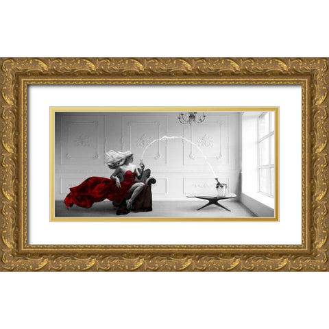 Champagne Zoom Gold Ornate Wood Framed Art Print with Double Matting by Lauren