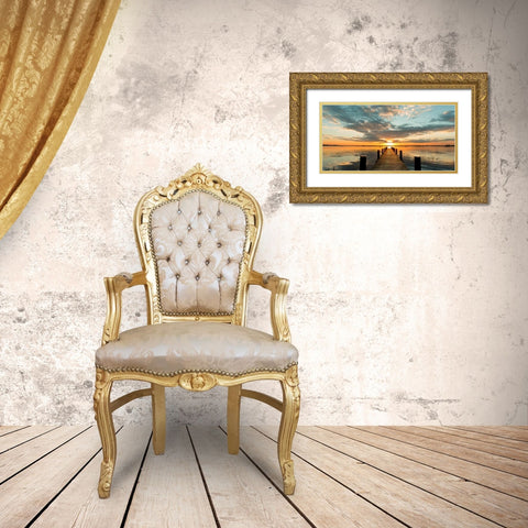 Morning Lights on a Jetty (detail) Gold Ornate Wood Framed Art Print with Double Matting by Pangea Images