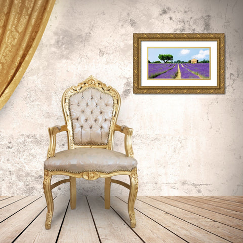 Lavender Fields, France  Gold Ornate Wood Framed Art Print with Double Matting by Pangea Images