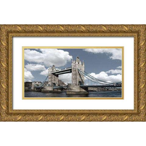 Tower Bridge, London Gold Ornate Wood Framed Art Print with Double Matting by Barry, Mancini