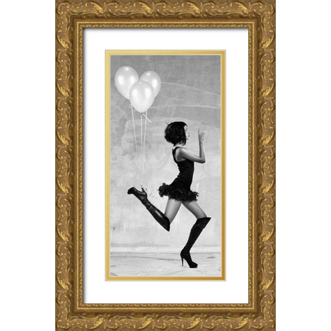 Up! Gold Ornate Wood Framed Art Print with Double Matting by Lauren, Julian