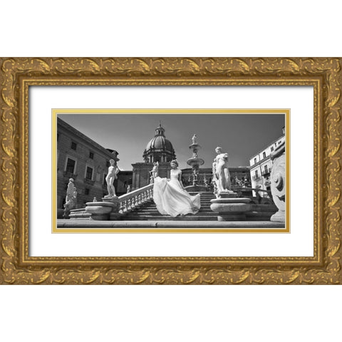 Escalier en Italie Gold Ornate Wood Framed Art Print with Double Matting by Haute Photo Collection