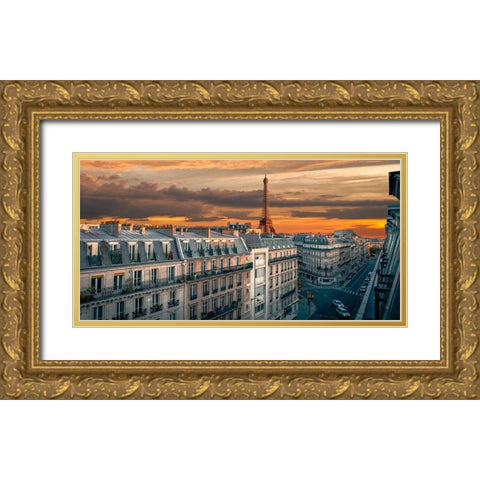 Morning in Paris Gold Ornate Wood Framed Art Print with Double Matting by Pangea Images