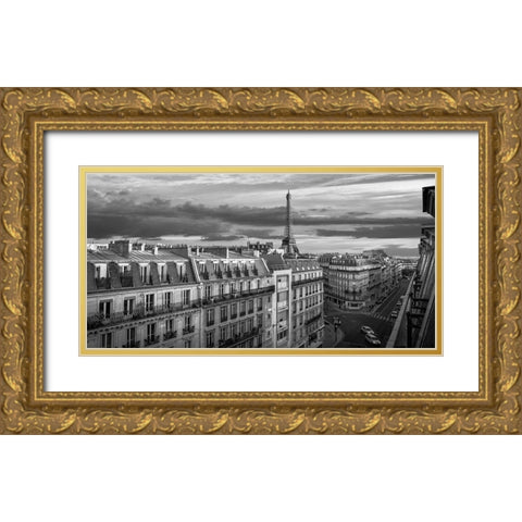 Morning in Paris (BW) Gold Ornate Wood Framed Art Print with Double Matting by Pangea Images