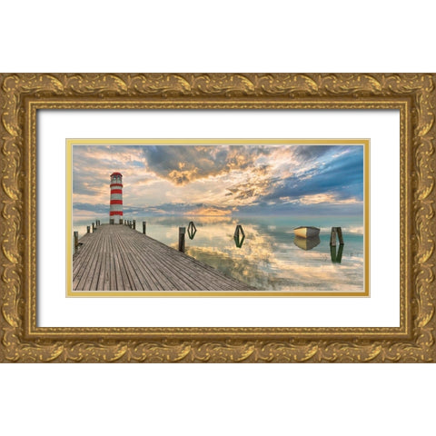 Lighthouse of Tranquillity Gold Ornate Wood Framed Art Print with Double Matting by Pangea Images