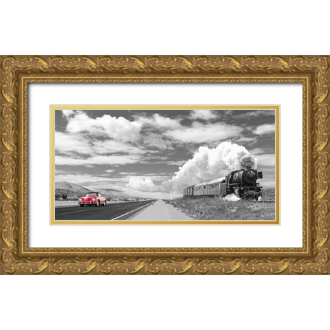 Interstate 59 - red Gold Ornate Wood Framed Art Print with Double Matting by Gasoline Images