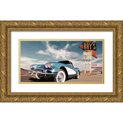 Cruisin USA Gold Ornate Wood Framed Art Print with Double Matting by Gasoline Images