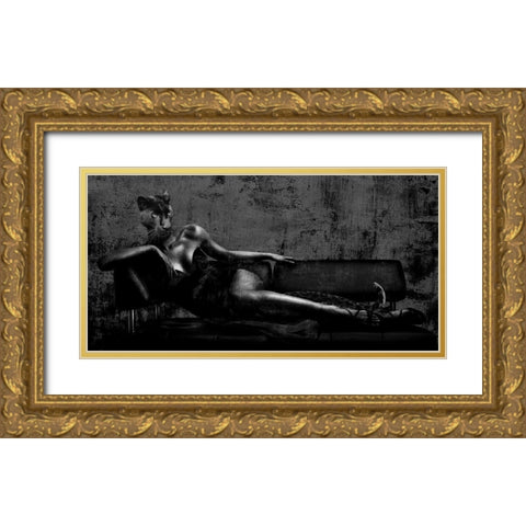 Dark Lady Gold Ornate Wood Framed Art Print with Double Matting by VizLab