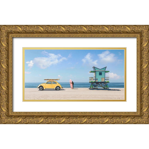 Waiting for the Waves-Miami Beach - detail Gold Ornate Wood Framed Art Print with Double Matting by Gasoline Images