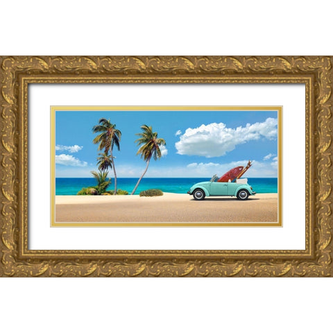 Surfers Retreat Gold Ornate Wood Framed Art Print with Double Matting by Gasoline Images
