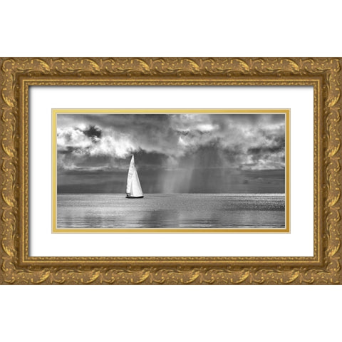 Sailing on a Silver Sea (BW) Gold Ornate Wood Framed Art Print with Double Matting by Pangea Images