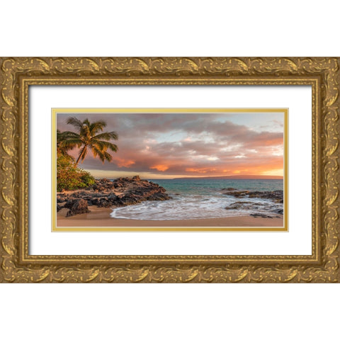 Sunset on a Tropical Beach Gold Ornate Wood Framed Art Print with Double Matting by Pangea Images
