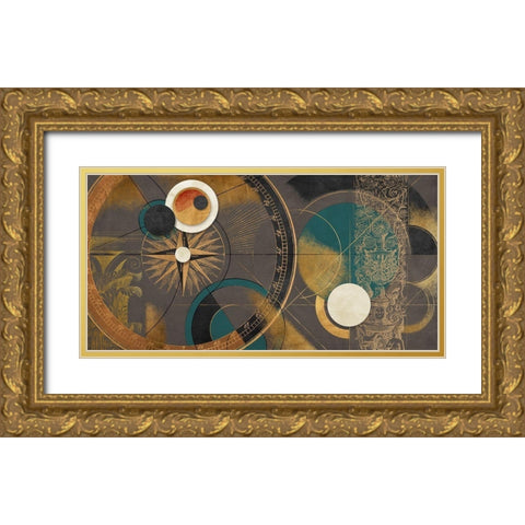 Orbite Spaziali - Blu Gold Ornate Wood Framed Art Print with Double Matting by Armenti, Arturo
