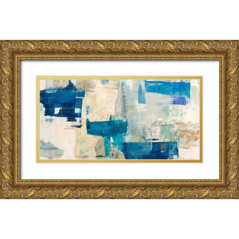 Rhapsody in Blue Gold Ornate Wood Framed Art Print with Double Matting by Munson, Anne
