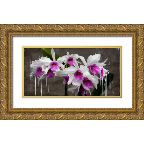Orchid blackboard Gold Ornate Wood Framed Art Print with Double Matting by Vinci, Alex
