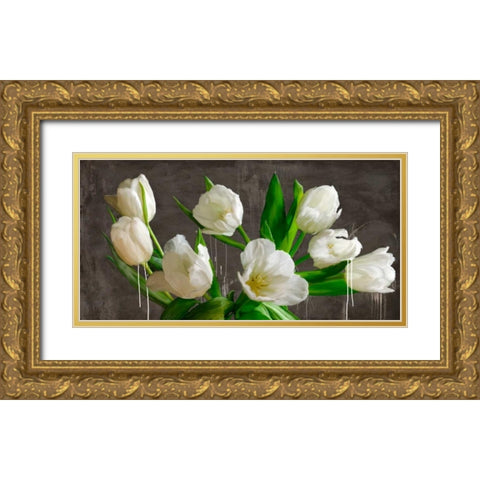 Tulip blackboard Gold Ornate Wood Framed Art Print with Double Matting by Vinci, Alex