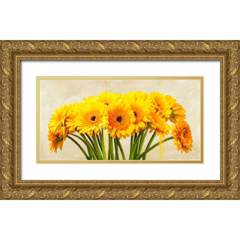 Gerbera Abstraction Gold Ornate Wood Framed Art Print with Double Matting by Vinci, Alex