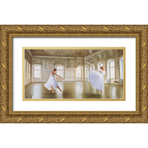 Le Grand Salon Gold Ornate Wood Framed Art Print with Double Matting by Benson, Pierre