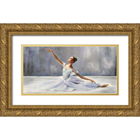 Ballerina Gold Ornate Wood Framed Art Print with Double Matting by Benson, Pierre