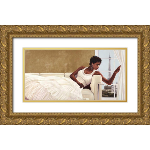 Interieur parisien Gold Ornate Wood Framed Art Print with Double Matting by Benson, Pierre