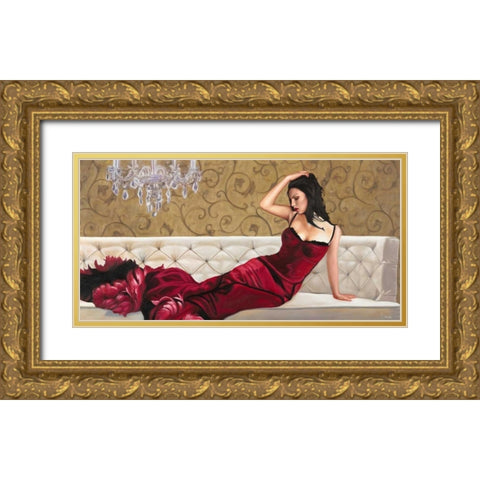 Velvet Gold Ornate Wood Framed Art Print with Double Matting by Benson, Pierre