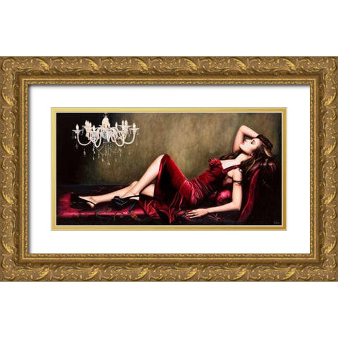 Red Velvet Gold Ornate Wood Framed Art Print with Double Matting by Benson, Pierre