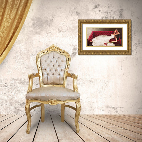 Delicate Gold Ornate Wood Framed Art Print with Double Matting by Benson, Pierre