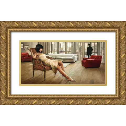 Lovers Nest Gold Ornate Wood Framed Art Print with Double Matting by Benson, Pierre