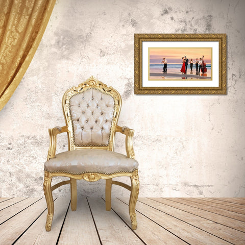 Romance on the beach Gold Ornate Wood Framed Art Print with Double Matting by Benson, Pierre