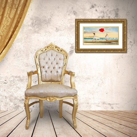 Collecting waves Gold Ornate Wood Framed Art Print with Double Matting by Benson, Pierre