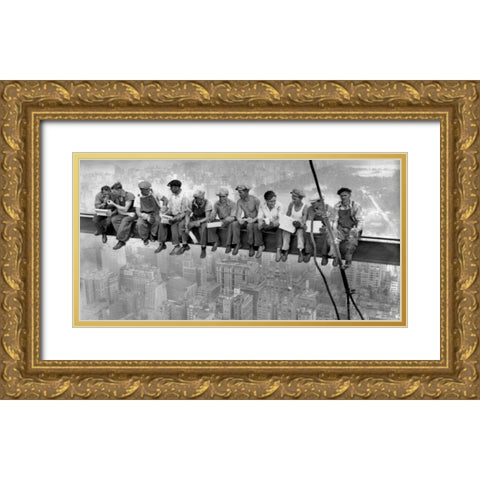 New York Construction Workers Lunching on a Crossbeam 1932 Gold Ornate Wood Framed Art Print with Double Matting by Ebbets, Charles C.