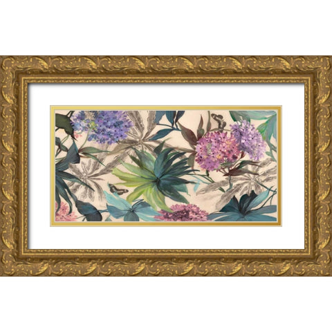 Hydrangeas Panel Gold Ornate Wood Framed Art Print with Double Matting by Grant, Eve C.