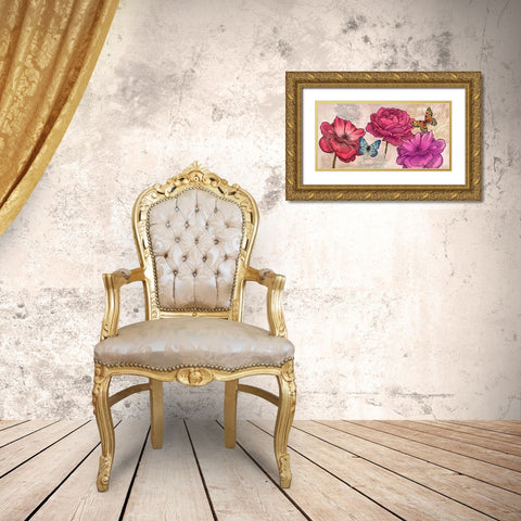 Roses and Butterflies (Neutral) Gold Ornate Wood Framed Art Print with Double Matting by Grant, Eve C.