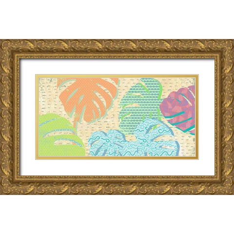 Leaves DÃ©cor Gold Ornate Wood Framed Art Print with Double Matting by Grant, Eve C.