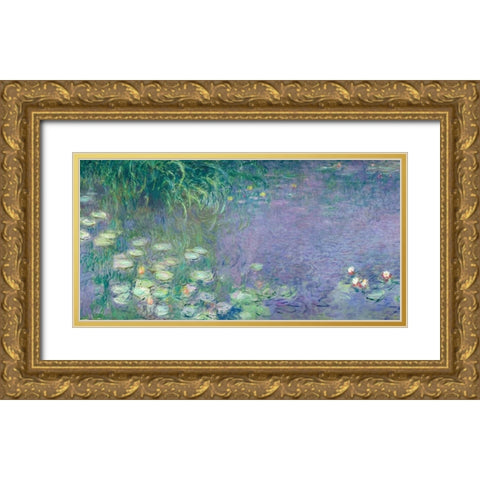 Morning I Gold Ornate Wood Framed Art Print with Double Matting by Monet, Claude