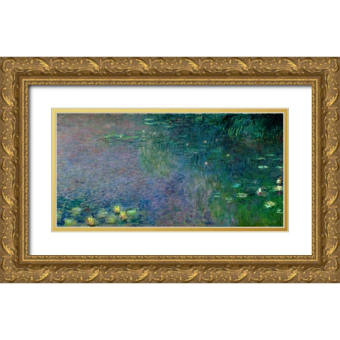 Morning (detail II) Gold Ornate Wood Framed Art Print with Double Matting by Monet, Claude