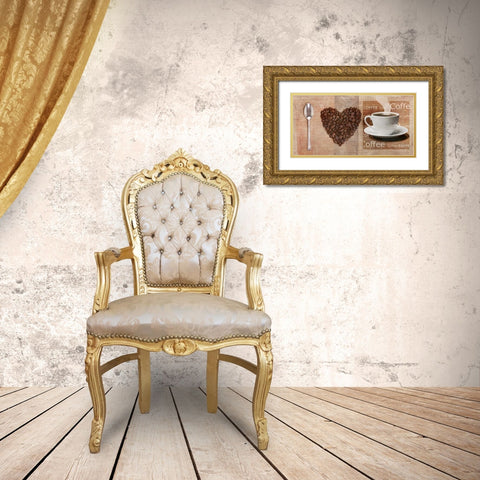 I Love Coffee Gold Ornate Wood Framed Art Print with Double Matting by Teller, Skip