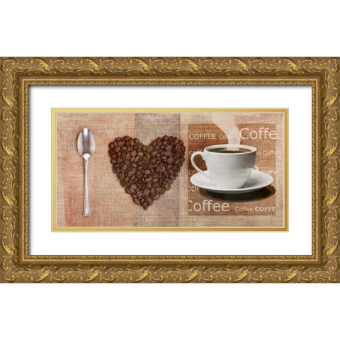 I Love Coffee Gold Ornate Wood Framed Art Print with Double Matting by Teller, Skip
