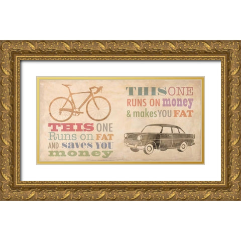 Bike vs Car Gold Ornate Wood Framed Art Print with Double Matting by Teller, Skip