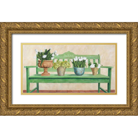 Jardin Francais Gold Ornate Wood Framed Art Print with Double Matting by Dellal, Remy