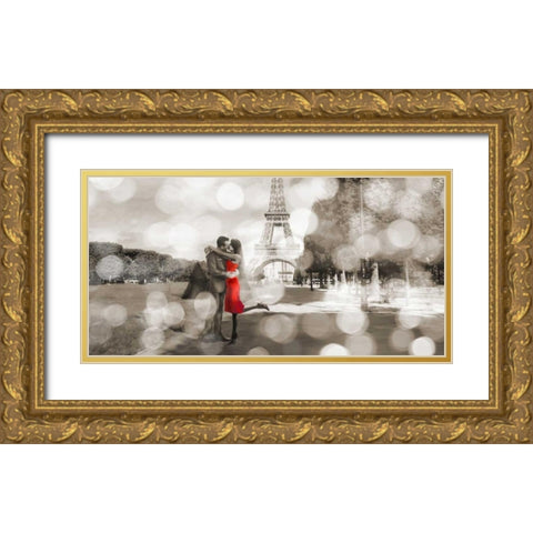 Boulevard of Trees  (detail, BW) Gold Ornate Wood Framed Art Print with Double Matting by Loumer, Dianne