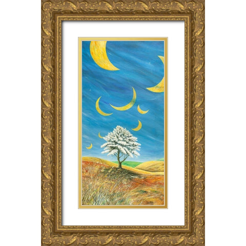 Lune cadenti Gold Ornate Wood Framed Art Print with Double Matting by Larotonda, Donato