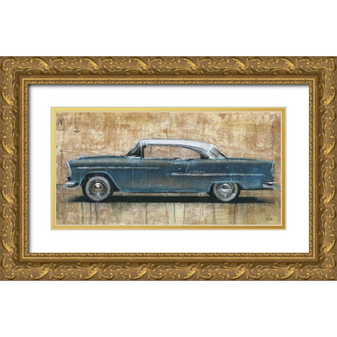 Vintage Blue Gold Ornate Wood Framed Art Print with Double Matting by Moschetta, Dario