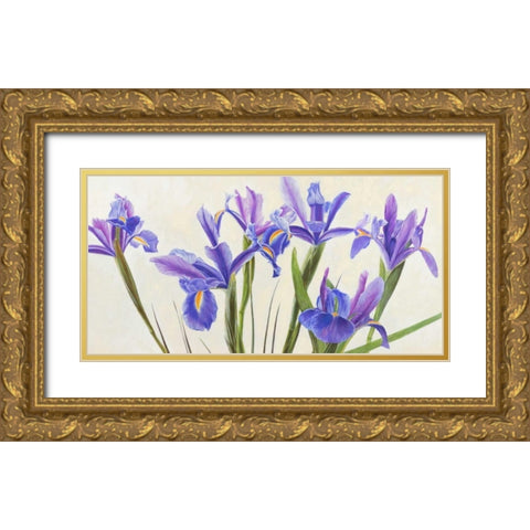 Iris Gold Ornate Wood Framed Art Print with Double Matting by Dolci, Elena