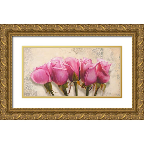 Royal Roses Gold Ornate Wood Framed Art Print with Double Matting by Dolci, Elena