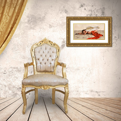 Reclined Angel (detail) Gold Ornate Wood Framed Art Print with Double Matting by Duval, Sonya